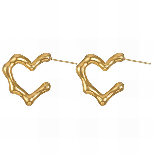 18K gold plated Stainless steel  Hearts earrings